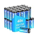 anegine CR123A 3V Lithium Battery 1650mAh, 123A Lithium Batteries 10 Years Shelf Life CR123 3 Volt High Power CR17345 CR17335 Non-Rechargeable | Ultra-Compatible (40 Pack)