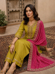 ANERITEXARC Embroidered Kurta Trouser Pant Dupatta
