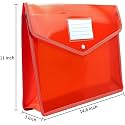 ANG A4 Plastic File Folder Poly Envelope Expanding File Wallet Document Organizer with Snap Closure &amp; Label Pocket Clear Coloured Waterproof Accordion File Pouch for Office Home Storage (Set of 4)