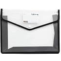 ANG A4 Plastic File Folder Poly Envelope Expanding File Wallet Document Organizer with Snap Closure &amp; Label Pocket Clear Coloured Waterproof Accordion File Pouch for Office Home Storage - Set of 1