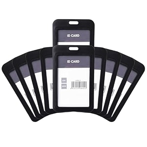 ang waterproof id card holder case pack of 10  black vertical double side visible badge cover with secure lock for office staff school students college employees access cards visitor pass
