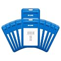 ANG Blue Plastic ID Card Holder Case, Vertical, Double Sides Visible, Unisex ID Card Holder Case for Office, School and Colleges Pack of 10