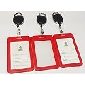 ANG® Pack of 2 Sliding Badge Holders, Hard Black Vertical Card Case with Retractable Reel &amp; Carabiner for Office, School ID, Credit, Key Cards &amp; Driver’s License