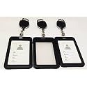 ANG Plastic ID Card Holder with Black Oval Key Chain for Office/School (Vertical) (Black, Pack of 5pcs.)
