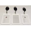 ANG Plastic ID Card Holder with Black Oval Key Chain for Office/School (Vertical) (White, Pack of 5pcs.)