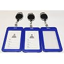 ANG Plastic ID Card Holder with Black Oval Key Chain for Office/School (Vertical) (Blue, Pack of 5pcs.)