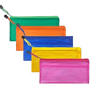 ang stationary transparent pouch with zipper closing for girls amp boys pouch for school collage office cosmetic use bag for women multi-purpose bag 5 pieces with assorted colour 235x11