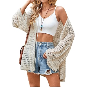 Angashion Womens Crochet Cardigan Sweaters Lightweight Knitted
