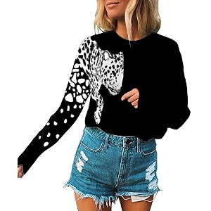 Angashion Womens Sweaters Casual Floral Printed Patchwork