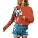 Angashion Women39s Sweaters Casual Floral Printed Patchwork