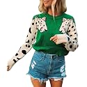 Angashion Women39s Sweaters Casual Floral Printed Patchwork