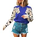 Angashion Women39s Sweaters Casual Floral Printed Patchwork