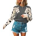 Angashion Women39s Sweaters Casual Floral Printed Patchwork