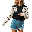 Angashion Women39s Sweaters Casual Floral Printed Patchwork