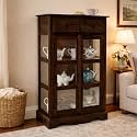 ANGEL FURNITURE Solid Sheesham Kitchen Medium Storage Crockery Cabinet in Walnut Finish, Semi Gloss, 75x35x120CM