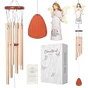 Angel Memorial Wind Chimes for Loss of Loved One with Resin Angel Statue