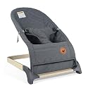 ANGELBLISS Baby Bouncer, Portable Bouncer Seat for Babies, Infants Bouncy Seat with Wooden Base, Natural Vibrations (Grey)