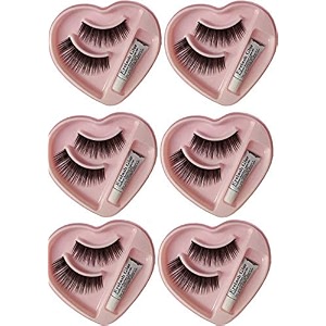 angeli bonjour fake eyelashes with glue pair of 6