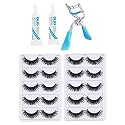 Angelie 10 Pair False Eyelash 2 Pcs Eyelash Glue With 1 Eyelash Curler (Eye Combo Offer)