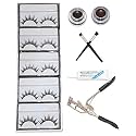 Angelie 5 Pair Eyelash, 1 Eyelash Glue, 1 Eyelash Curler, Gel eyeliner Black &amp; Brown