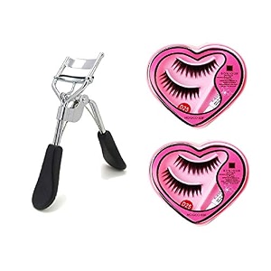angelie combo of eyelash curler and false eyelashes pack of 2