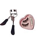 Angelie Eyelashes Curler And Artificial Bonjour Eyelashes With Glue, Parlour Accessories Combo For Women And Girls