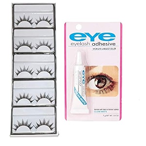 angelie false eyelashes 5 pcs and 1 pcs eyelash glue eye combo