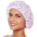 Angelie Plastic Printed Shower Cap 2 Piece with Elastic Band for Men Women and Children (Multicolour)