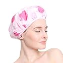 Angelie Plastic Printed Shower Cap 3 Piece with Elastic Band for Men Women and Children (Multicolour)