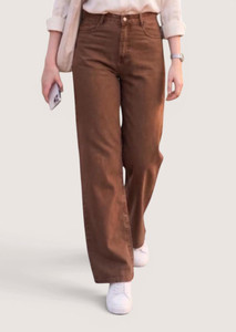 Angelo Wide Leg Women Brown Jeans