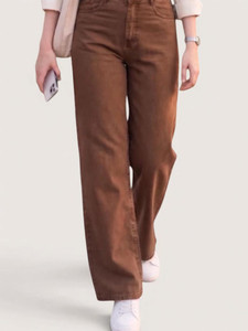 Angelo Wide Leg Women Brown Jeans