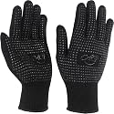 ANGENIL 2 Pcs Heat Resistant Gloves with Silicone Bumps, Black Silicone Anti Slip Heat Proof Gloves, Suitable for irons, Curling Iron, Straighteners, Hot Tools Flat Iron, Universal Sizes, Black