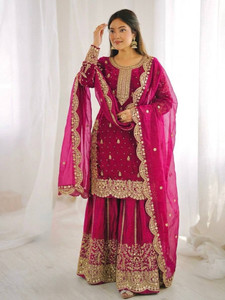 Anghanbrothers Women Kurta Sharara Dupatta Set