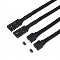 Angitu for 2pcs / lot Corsair Fan RGB ARGB Adapter Cable with Black PET Sleeved HD LL120 140 QL 3Pin 4Pin Fan to 5V 3Pin RGB LED Cable 50cm (RGB-4Pin Male Black Sleeved)