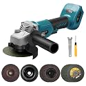Angle Grinder, 4inch Cordless Angle Grinder, 18V/21V Grinder with 9 Grinding Wheels, 12000RMP Power Grinder Compatible with Makita Battery, Cutting/Deburring Grinder Tool (No Battery)