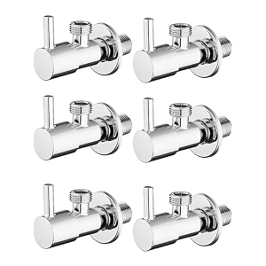 angle walve for bathroom - ennius brass angle valve with wall flange brass disc stop cock for bathroom taps geyser and wash basin connection with chrome finished pack of 6 solo