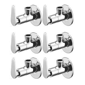 angle walve for bathroom - ennius brass angle valve with wall flange brass disc stop cock for bathroom taps geyser and wash basin connection with chrome finish pack of 6 angle valve paan