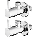 Angle walve for bathroom - Ennius Brass Angle Valve With Wall Flange, Brass Disc Stop Cock for Bathroom Taps, Geyser and Wash Basin Connection with Chrome Finish (Pack of 2, Angle Valve Solo)