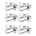 Angle walve for bathroom - Ennius Brass Angle Valve With Wall Flange, Brass Disc Stop Cock for Bathroom Taps, Geyser and Wash Basin Connection with Chrome Finished (Pack of 6, Solo)