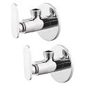 Angle walve for bathroom - Ennius Brass Angle Valve With Wall Flange, Brass Disc Stop Cock for Bathroom Taps, Geyser and Wash Basin Connection with Chrome Finish (Pack of 2, Angle Valve Soft)