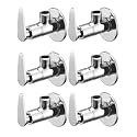 Angle walve for bathroom - Ennius Brass Angle Valve With Wall Flange, Brass Disc Stop Cock for Bathroom Taps, Geyser and Wash Basin Connection with Chrome Finish (Pack of 6, Angle Valve Paan)