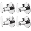 Angle walve for bathroom - Ennius Brass Angle Valve With Wall Flange, Brass Disc Stop Cock for Bathroom Taps, Geyser and Wash Basin Connection with Chrome Finish (Pack of 4, Angle Valve Soft)