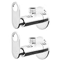 Angle Cocke for Bathroom - Ennius Brass Angle Valve with Wall Flange, Brass Disc Stop Cock for Bathroom Taps, Geyser and Wash Basin Connection with Chrome Finish (Pack of 2, Angle Valve Alive)