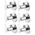 Angle walve for bathroom - Ennius Brass Angle Valve With Wall Flange, Brass Disc Stop Cock for Bathroom Taps, Geyser and Wash Basin Connection with Chrome Finish (Pack of 6, Angle Valve Soft)