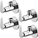 Angle walve for bathroom - Ennius Brass Angle Valve With Wall Flange, Brass Disc Stop Cock for Bathroom Taps, Geyser and Wash Basin Connection with Chrome Finish (Pack of 4, Angle Valve Paan)