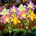 ANGMLN Solar Garden Lights 2 Pack 8 Lily Flowers with Butterfly Decor