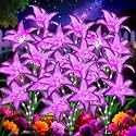 ANGMLN Solar Garden Lights 6 Pack 24 Purple Lily Flowers