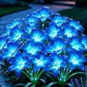 ANGMLN Solar Garden Lights 6 Pack 24 Blue Lily Flowers