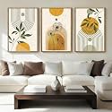 ANHUIB Boho Fall Minimalist Canvas Wall Art 24x36 Inch Dandelion Plant Wall Decor Modern Geometric Artwork Abstract Line Botanical Painting Set of 3 for Living Room Bedroom Dining Room