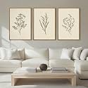 ANHUIB Neutral Beige Floral Canvas Wall Art Large Cream Botanical Wall Decor Vintage Minimalist Modern Paintings 24x36 Inch Set of 3 for Living Room Dining Room Bedroom